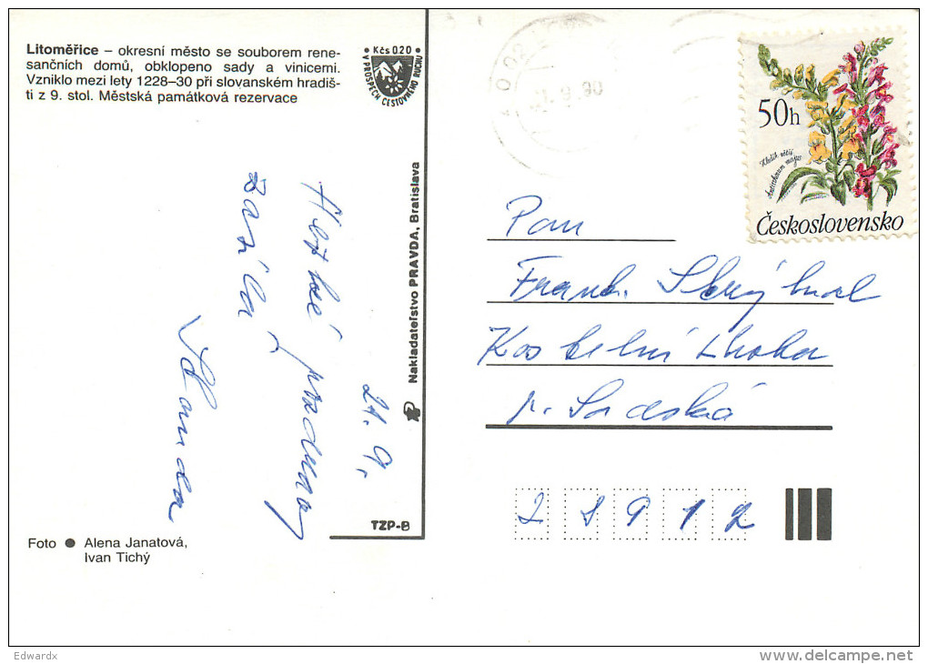 Litomerice, Czech Republic Postcard Posted 1990 Stamp - República Checa