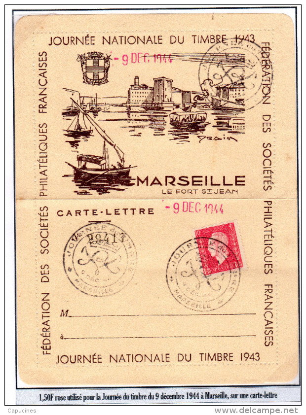 Marianne De Dulac -"Journée Du Timbre" (sur Carte-lettre) - 1944-45 Marianne Van Dulac