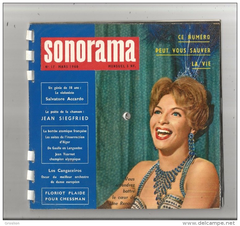 SONORAMA 17 DE MARS 1960 COUVERTURE LINE RENAUD (6 DISQUES 45 TOURS SOUPLES) - Verzameluitgaven