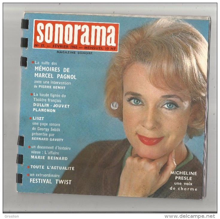 SONORAMA N° 37 DE FEVRIER 1962 COUVERTURE MICHELINE PRESLE (5 DISQUES SOUPLE RECTO VERSO) - Collector's Editions