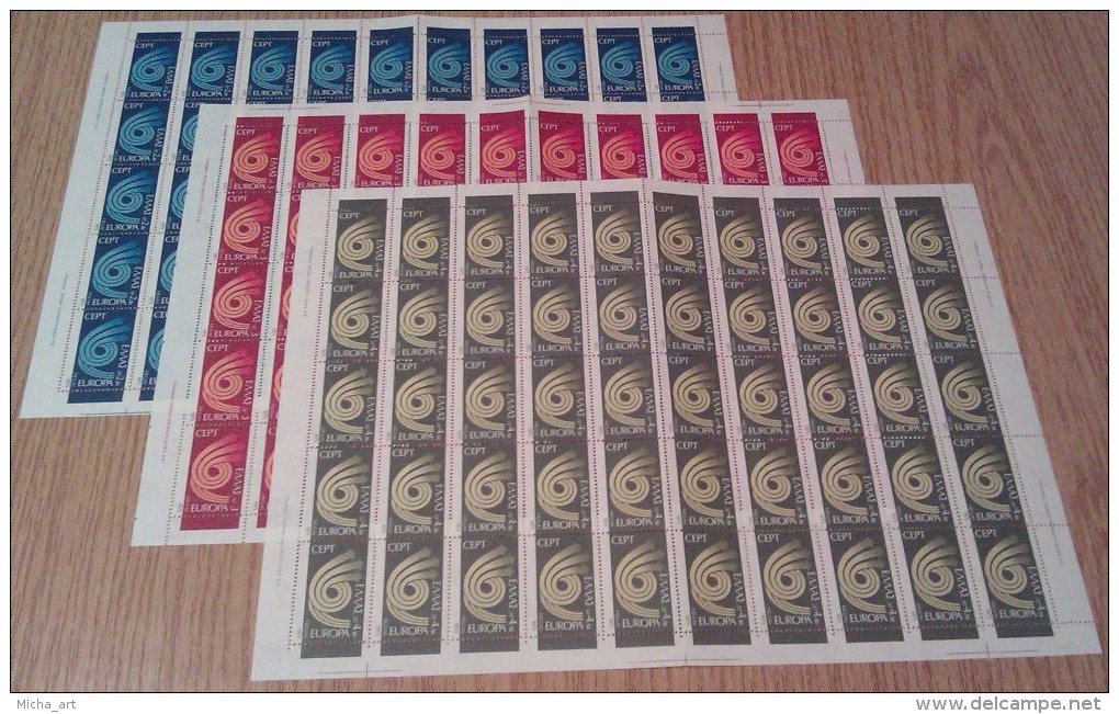 Greece 1973 Europa Cept Complete Set In Sheets Of 50 MNH - Hojas Completas