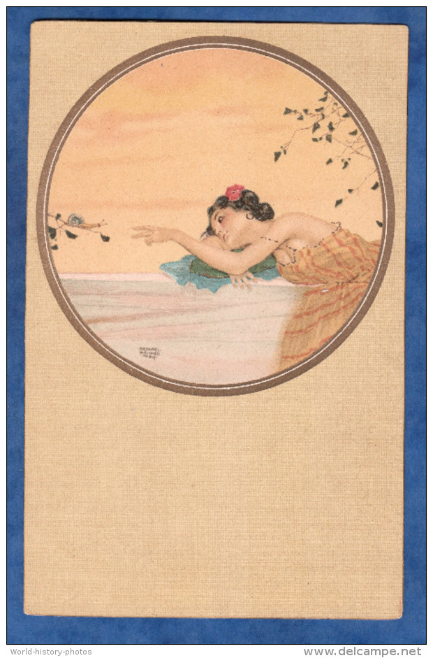 CPA Illustrée Par Raphael KIRCHNER - Femme Et Escargot - 1904 - Art Nouveau - Médaillon Fille Girl Illustrateur - Kirchner, Raphael