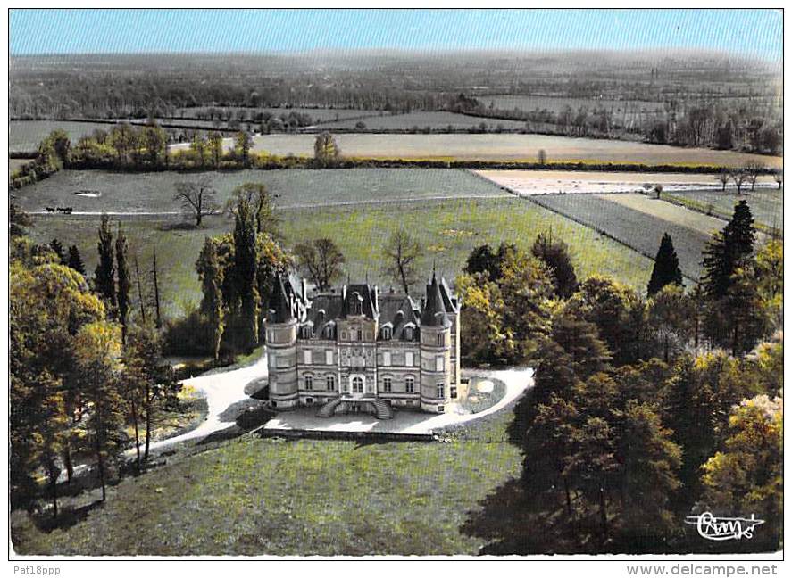 58 - SAINT PIERRE LE MOUTIER :  Vue Aéeinne Du Chateau De Beaumont - CPSM Dentelée Colorisée GF - Nièvre - Saint Pierre Le Moutier