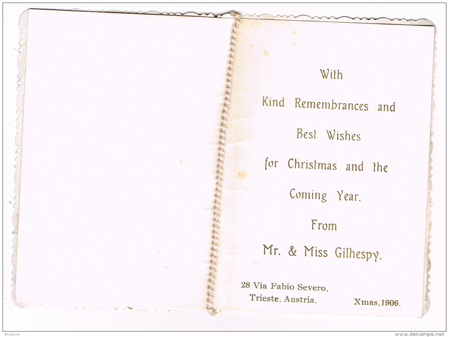 RB 1116 - 1906 Remembrance Xmas Christmas Card - Trieste Austria (Now Italy) - Sonstige & Ohne Zuordnung