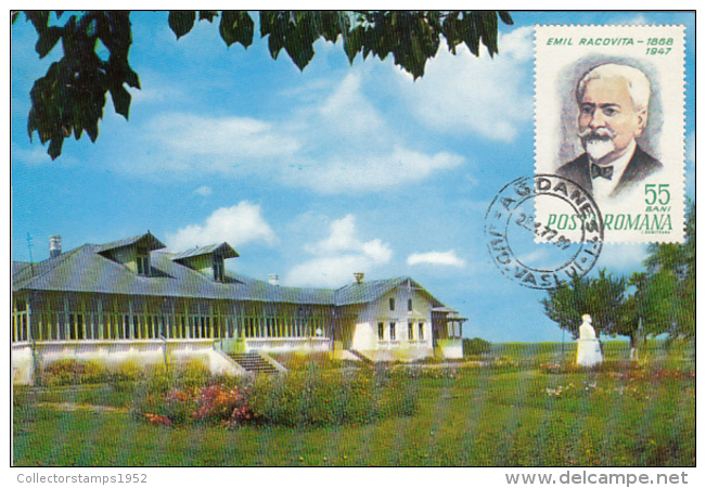 47863- EMIL RACOVITA, MEMORIAL HOUSE, POLAR EXPLORER, MAXIMUM CARD, 1977, ROMANIA - Explorateurs & Célébrités Polaires