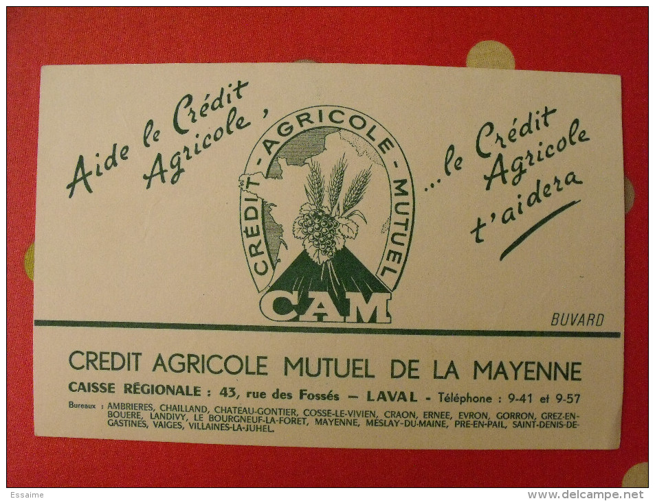 Buvard Crédit Agricole Mutuel  Mayenne Laval. Vers 1950 - Banca & Assicurazione