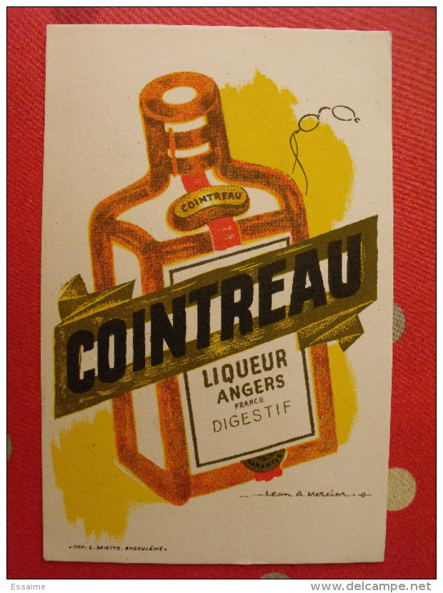 Buvard Cointreau Liqueur Angers Digestif Jean Adrien Mercier. Vers 1950 - Schnaps & Bier