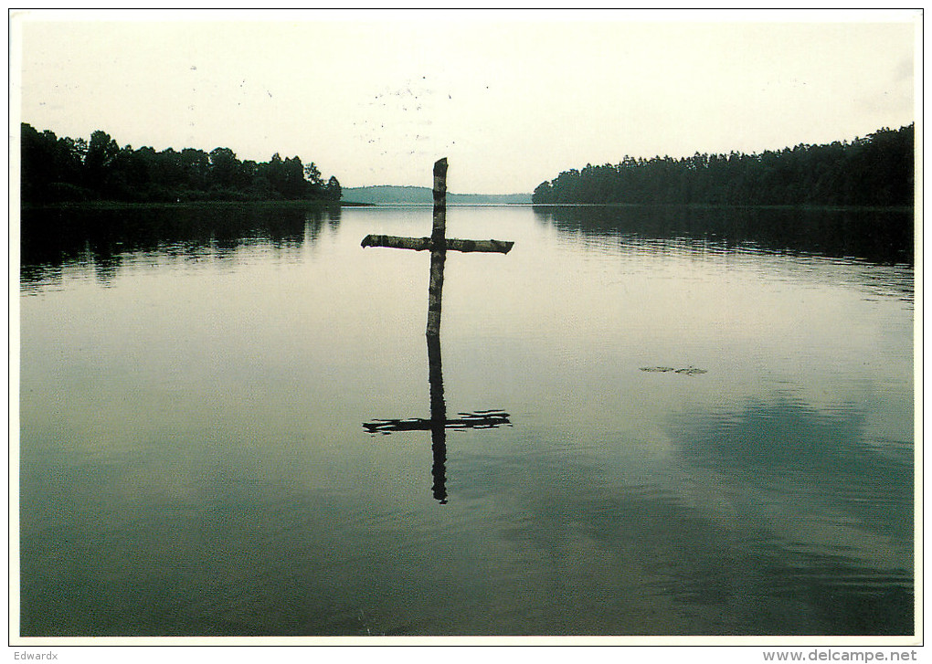 Baptismal Cross, Lithuania Border, Poland Postcard Posted 1998 Stamp - Poland