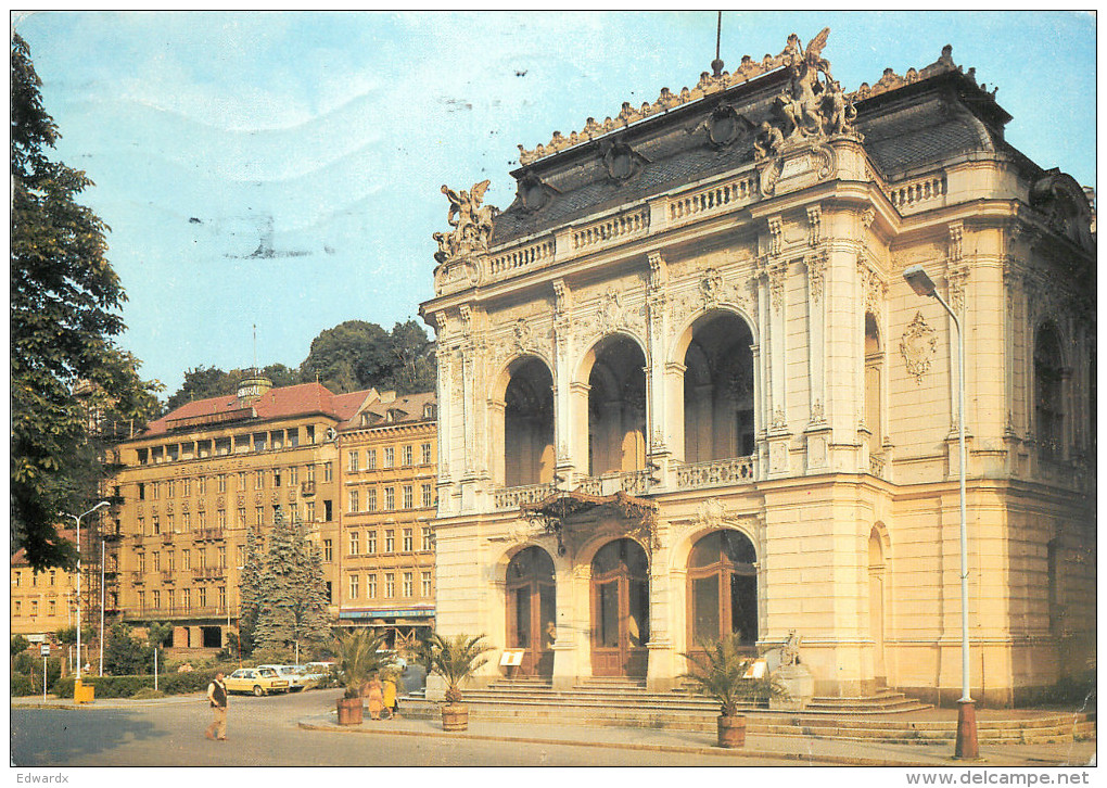 Theatre, Karlovy Vary, Czech Republic Postcard Posted 1991 Stamp - Czech Republic