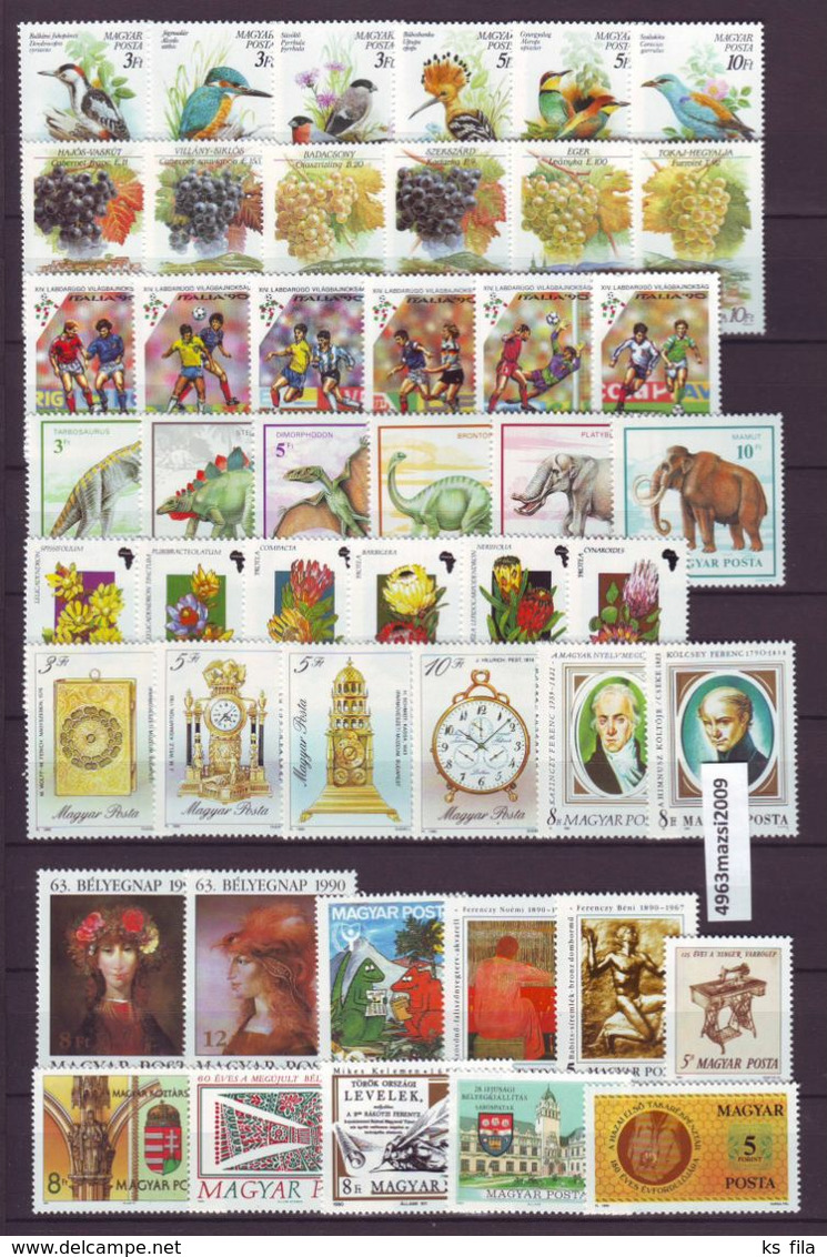 HUNGARY 1990 Full Year 55 Stamps + 6 S/s - Volledig Jaar