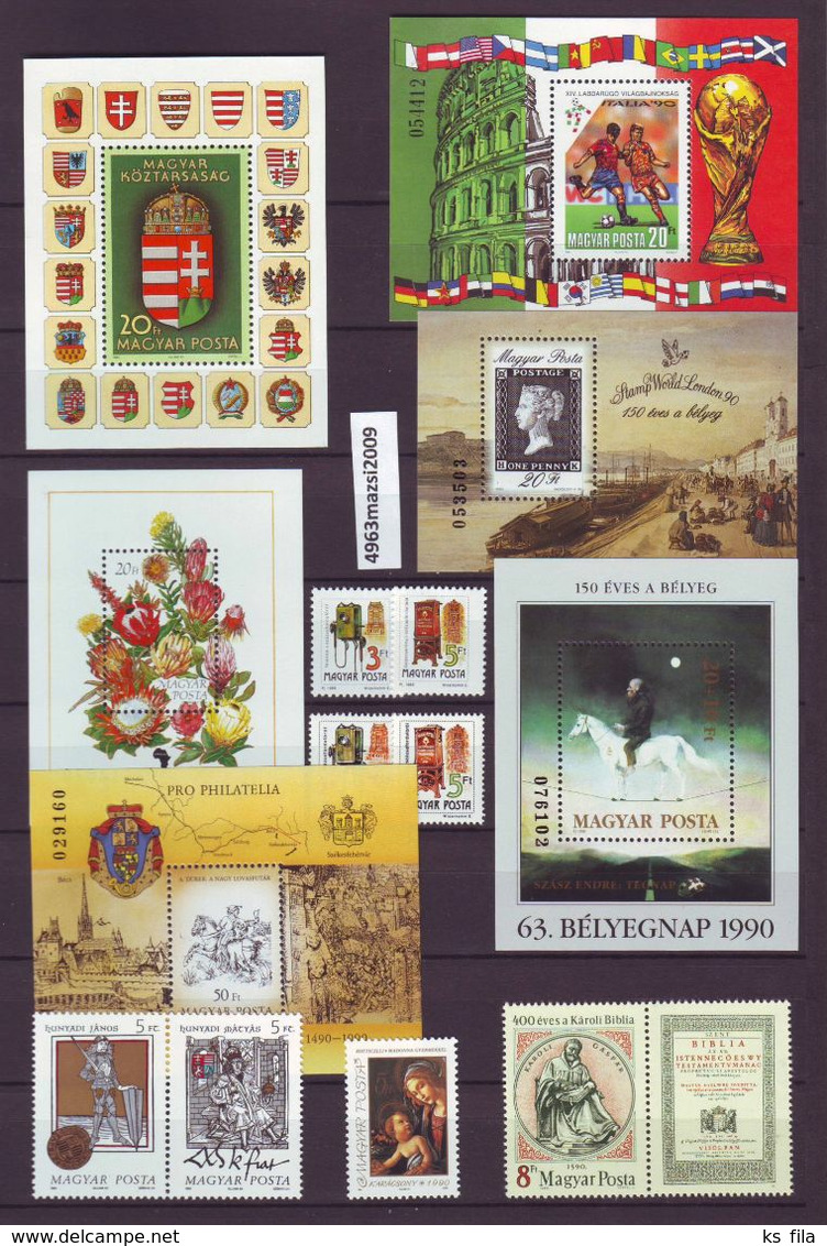 HUNGARY 1990 Full Year 55 Stamps + 6 S/s - Full Years