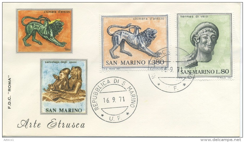 SAN MARINO - FDC ROMA 1971 - ARTE ETRUSCA - FDC