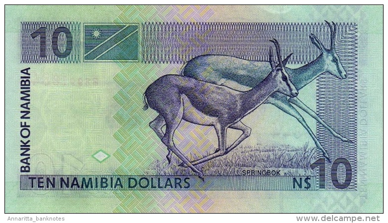 NAMIBIA 10 DOLLARS ND (2009) P-4c UNC WITHOUT 10 IN UV [NA204b] - Namibia
