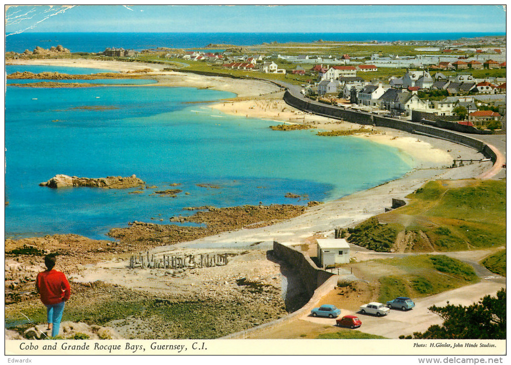 #3, Cobo And Grande Rocque Bays, Guernsey John Hinde Postcard Posted 1982 Stamp - Guernsey