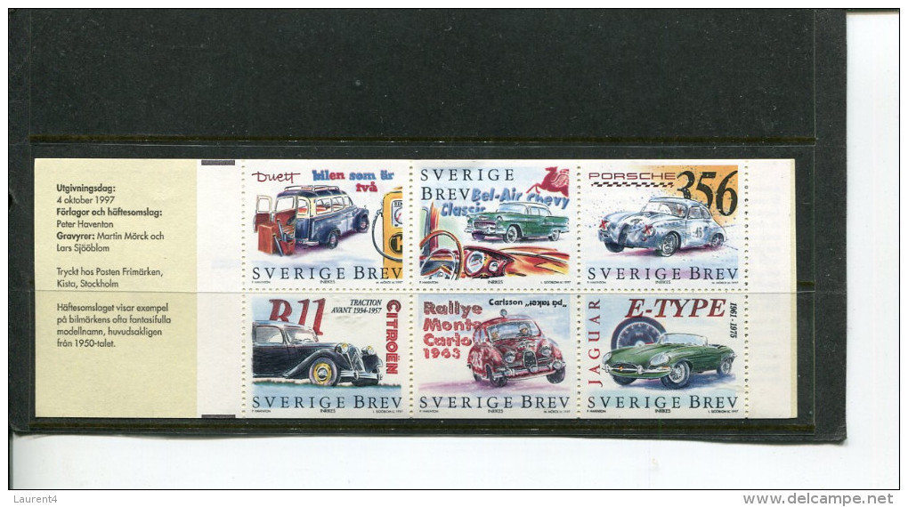 (100 Stamps - 26-08-2016) Sweden Car Racing Booklet + 3 Cinderalla - Cars