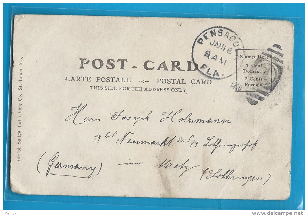 C.P.A. Chief Indien "SKIN COTE" - Cachet Postal De PENSACOLA  1909 - Pensacola