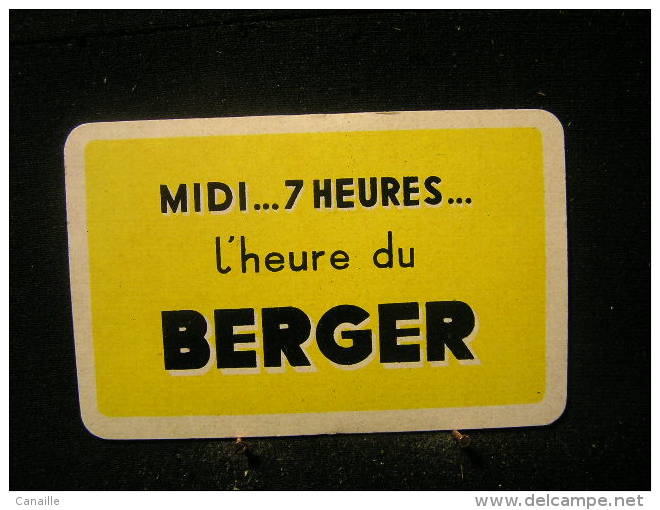 1 Dos De Carte à Jouer / Playcard / Publicitè Au Dos / Liqueurs-Spiritueux, Berger,Midi...7 Heures L´heure... Du Berger - Otros & Sin Clasificación