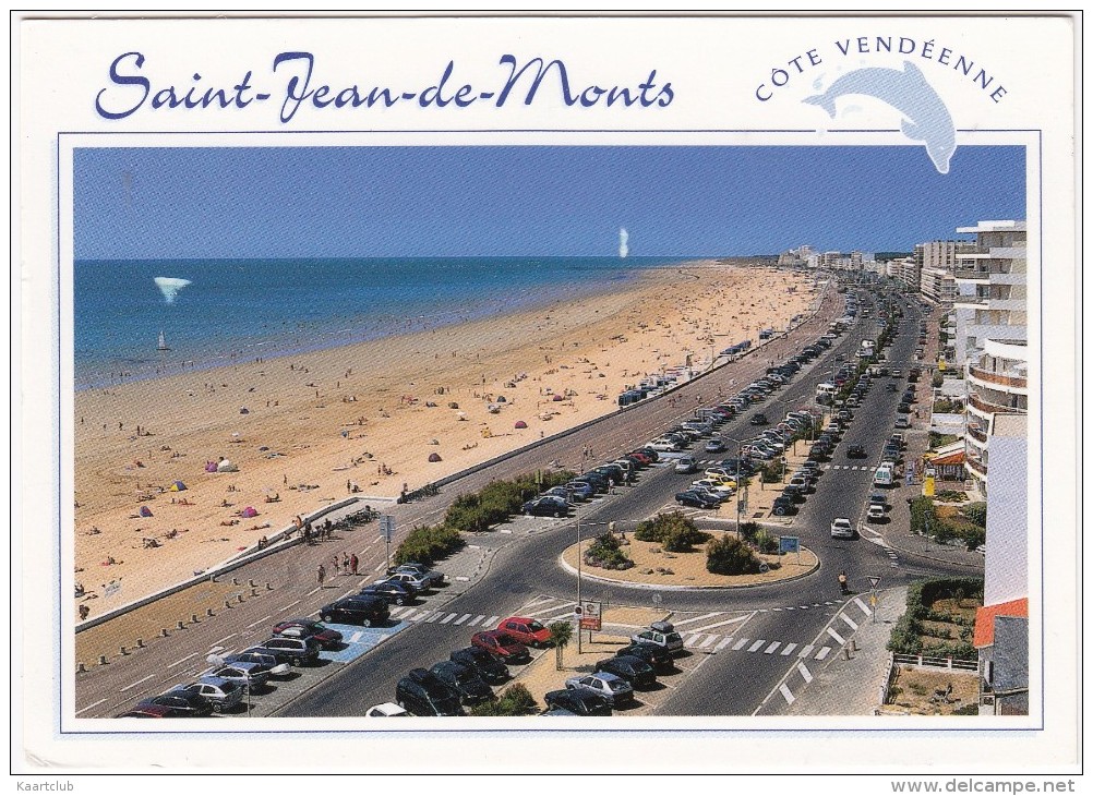 Saint-Jean-de-Monts: RENAULT ESPACE, MEGANE & TWINGO, VW GOLF Etc. - L'Esplanade De La Mer Et La Plage - Voitures De Tourisme