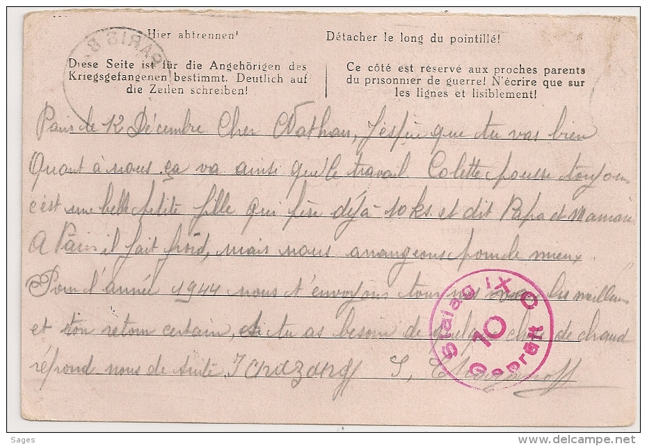 Correspondance Pour Prisonnier De Guerre, STALAG IX C + Mention Manuscrite X A. 1943 - Guerre De 1939-45