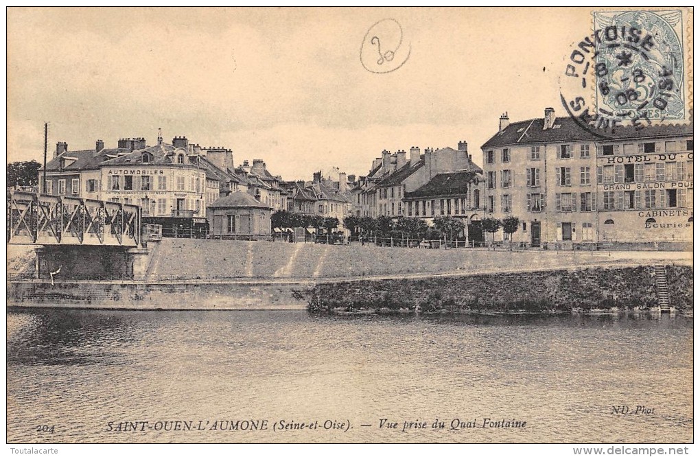 CPA 95  ST OUEN L AUMONE  VUE PRISE DU QUAI FONTAINE 1906 - Saint-Ouen-l'Aumône