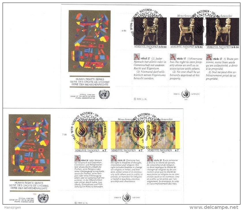 WIT535 VEREINTE NATIONEN UNO WIEN 1991 Michl 123/24 2 SECHSERBLÖCKE Auf 2  FDC Siehe ABBILDUNG - FDC