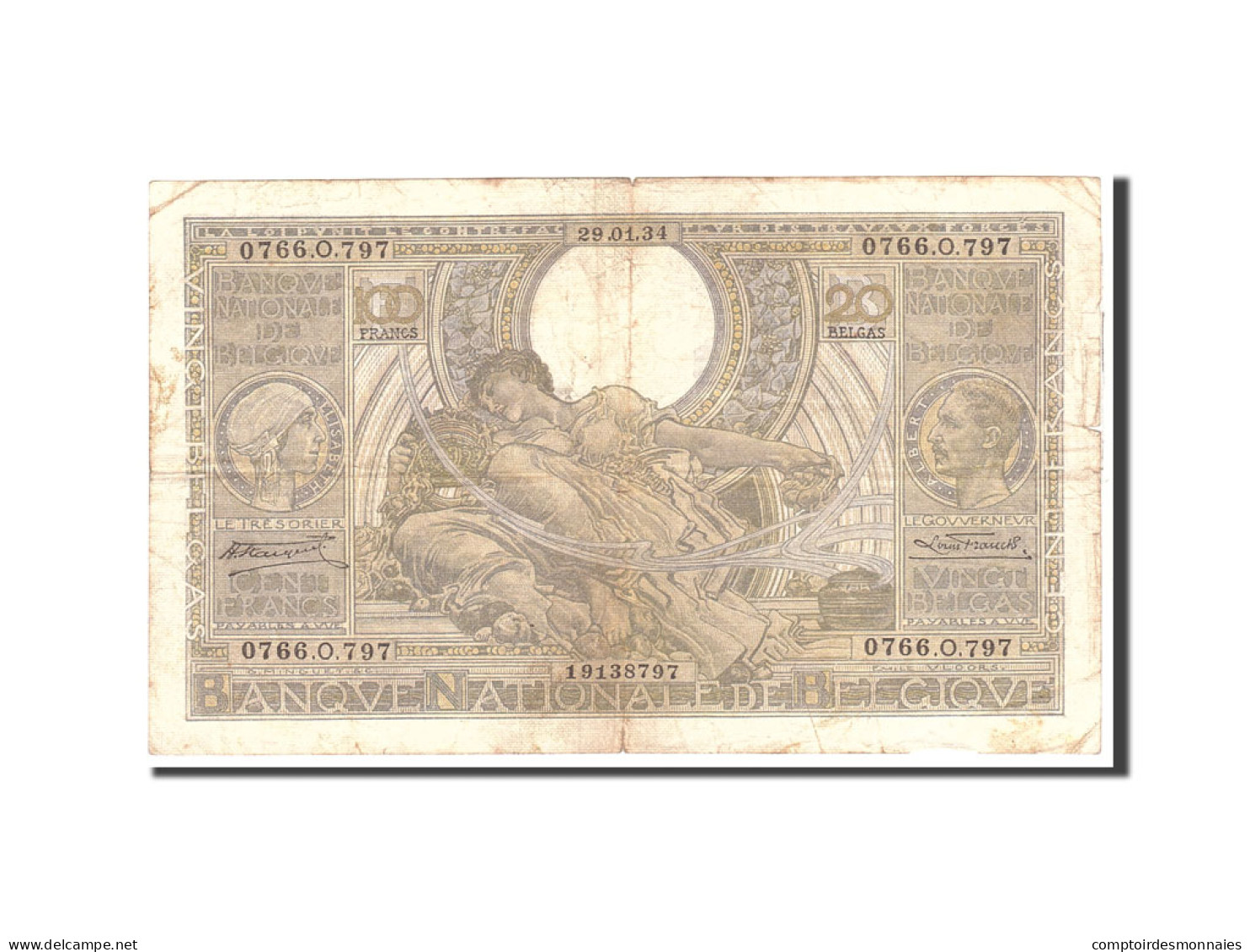 Billet, Belgique, 100 Francs-20 Belgas, 1939, 1934-01-29, KM:107, TB - 100 Francs & 100 Francs-20 Belgas