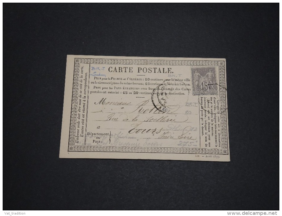 FRANCE - Carte Précurseur De Loudun En 1875 , Affranchissement Sage - A Voir - L 1681 - Vorläufer