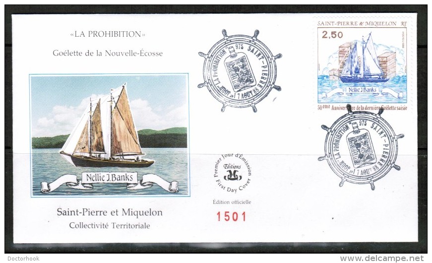 ST.PIERRE &amp; MIQUELON  Scott # 511 On OFFICIAL FDC (AUG/7/1988) - FDC