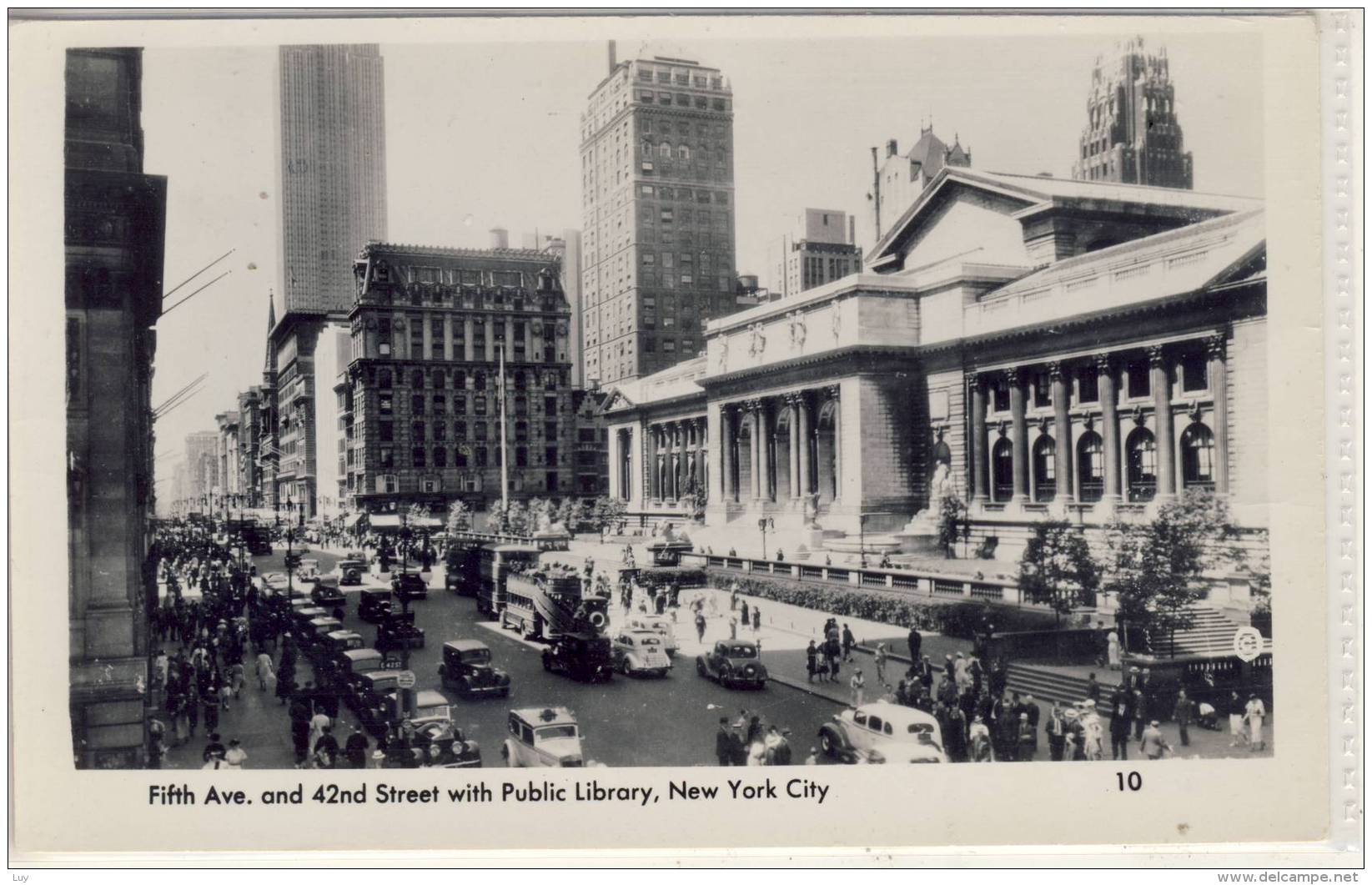 NEW YORK CITY, 1952 - 5th Ave &amp; 42nd Street W. Public Library , Photo PC - Transportes