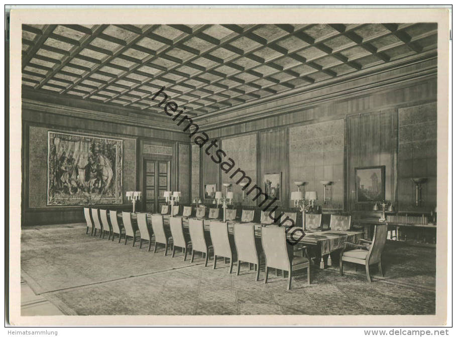 Berlin - Neue Reichskanzlei - Kabinettsitzungssaal - Foto-Ansichtskarte Großformat - War 1939-45