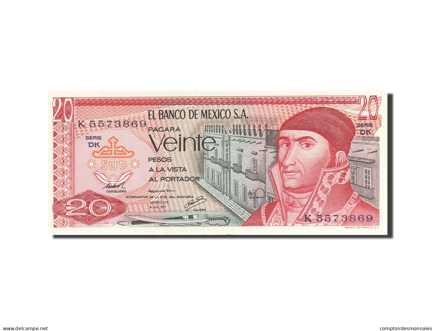 Billet, Mexique, 20 Pesos, 1969-1974, 1977-07-08, KM:64d, SPL - Mexique