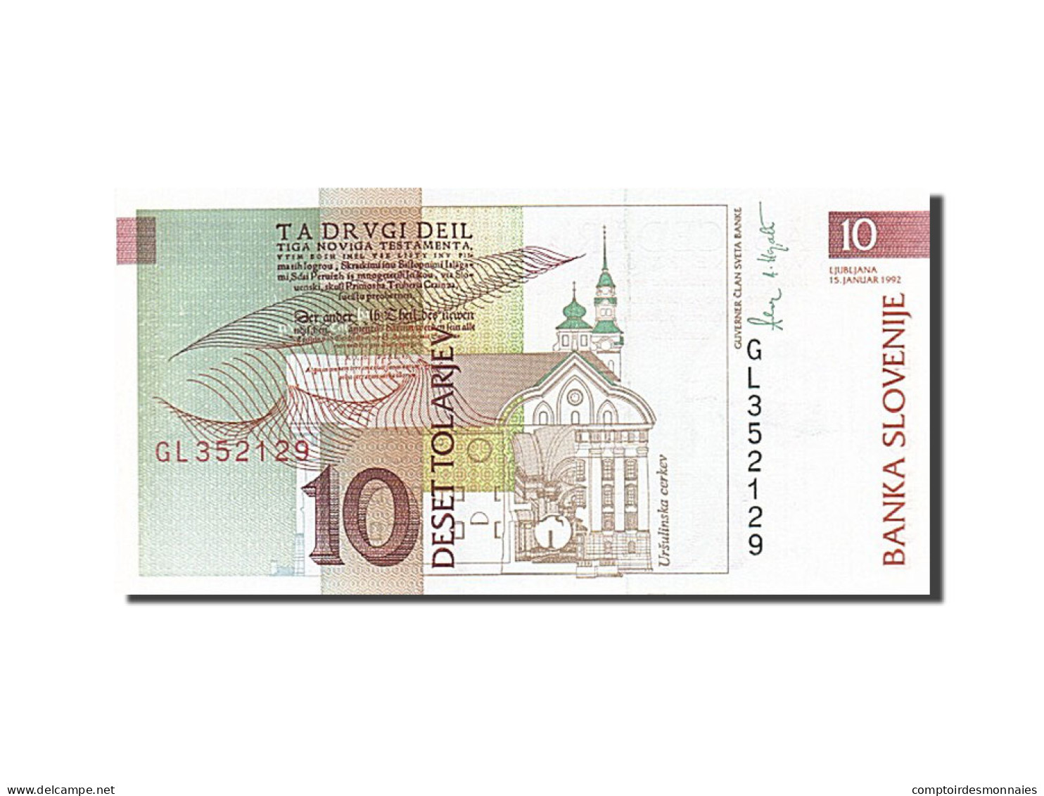 Billet, Slovénie, 10 Tolarjev, 1992, 1992, KM:11a, SPL - Slovénie