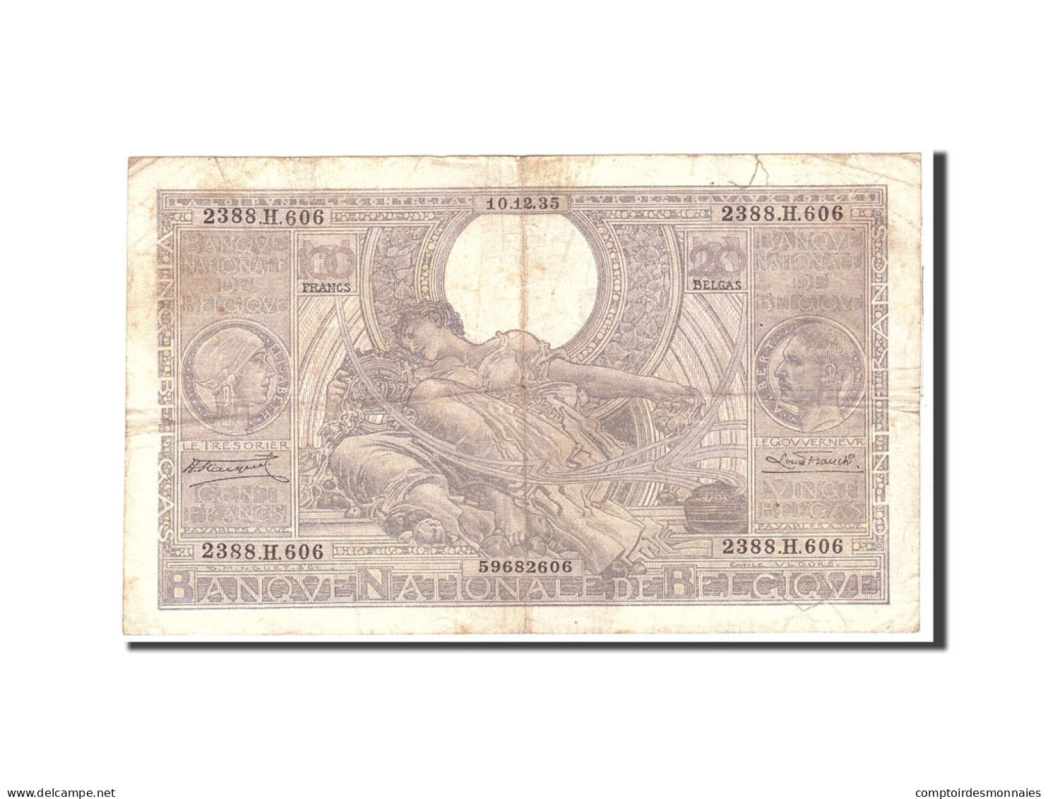 Billet, Belgique, 100 Francs-20 Belgas, 1935, 1935-12-10, KM:107, TB - 100 Francos & 100 Francos-20 Belgas