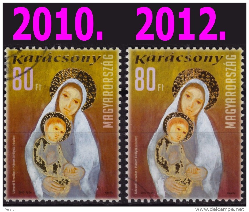 2010 (2012) - Hungary - Christmas - 2nd Edition (+ Gratis 1st Ed.) - New Gold Leaf - USED - Used Stamps