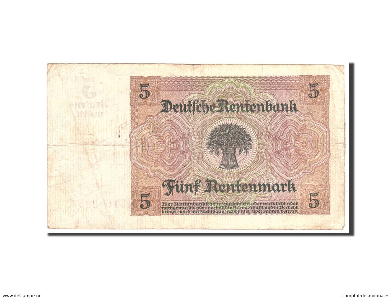 Billet, Allemagne, 5 Rentenmark, 1926, 1926-01-02, KM:169, TTB - 5 Rentenmark