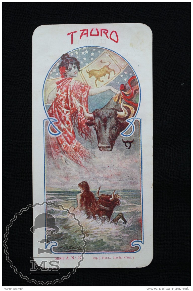 Old Llustrated Trading Card/ Chromo About Astrology/ Horoscope Signs - Taurus - Autres & Non Classés