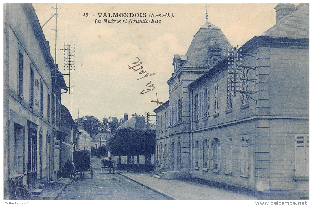 95-VALMONDOIS- UN BONJOUR DE CE CHARMANT PAYS  GRANDE RUE,  MAIRIE - Valmondois