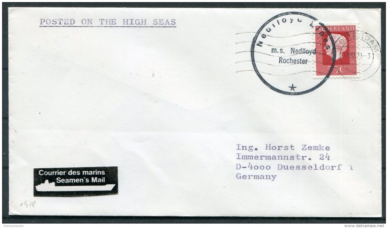 1979 Netherlands Ship Cover Nedlloyd Lines M.V. NEDLLOYD ROCHESTER Rotterdam - Covers & Documents