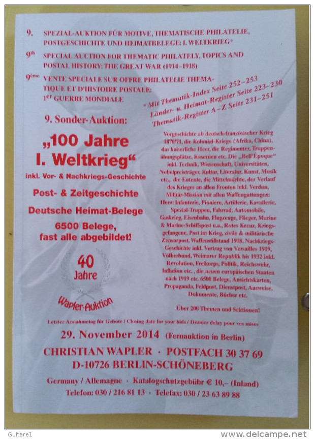 "100 Jahre 1. Weltkrieg" C. Wapler (770 Pages) - Auktionskataloge