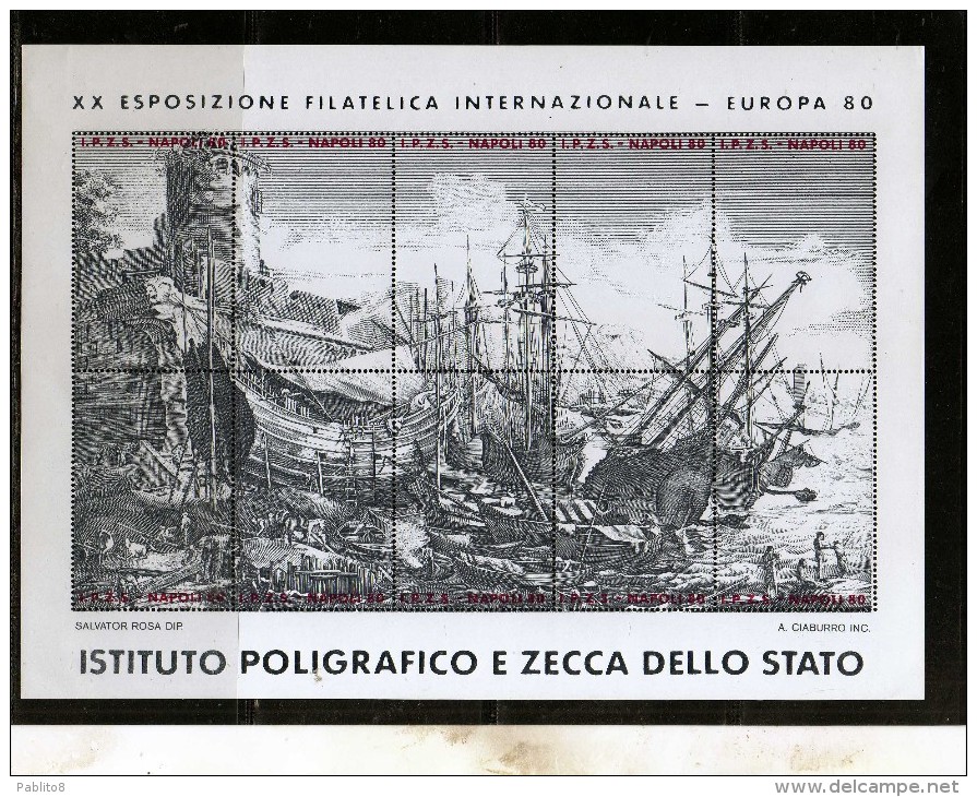 ITALIA  ITALY 1980 NAPOLI 80 EUROPA IPZS SALVATOR ROSA DIPINTO BLOCCO FOGLIETTO SHEET ERINNOFILIA ERINNOFILO - Erinnofilia