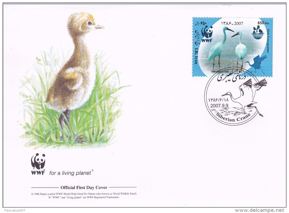 WWF - 410,22 - 1,04 € - D' FDC - 9-9-2007 - 650Ris - Siberian Crane - Iran 1399211 - FDC