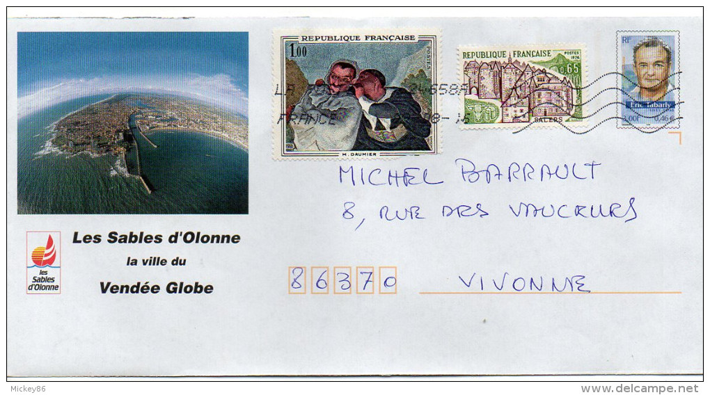 PAP Repiqué  Tabarly--"Les Sables D'Olonne" Ville Du Vendée Globe--avec Complément D'affranchissement - Prêts-à-poster:  Autres (1995-...)