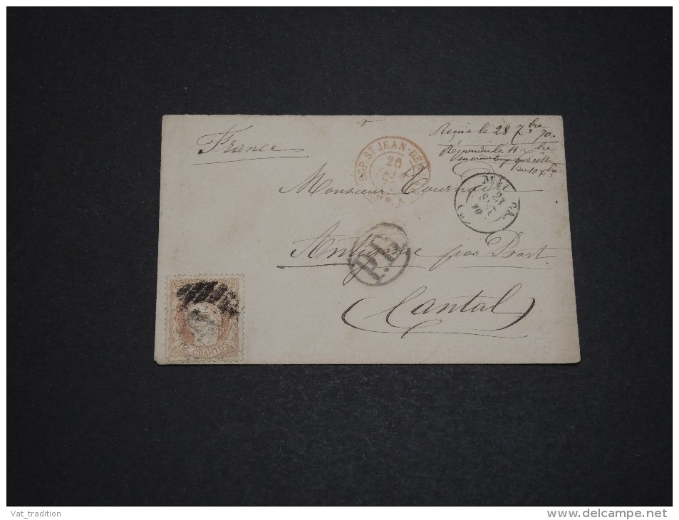 ESPAGNE - Enveloppe De Malaga Pour La France En 1870 - A Voir - L 1742 - Lettres & Documents