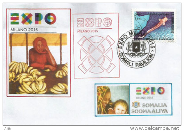 SOMALIE. EXPO UNIVERSELLE MILAN 2015, Lettre Du Pavillon Somalia, Avec Timbre Somalia + Tampon EXPO - 2015 – Milan (Italie)