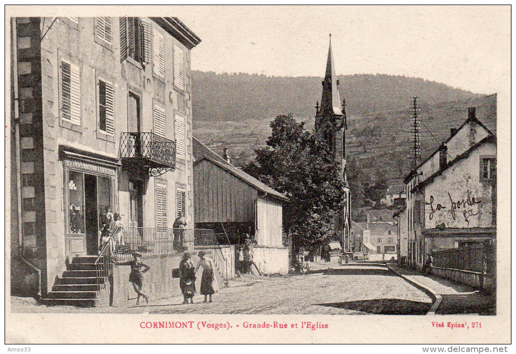 6399. CPA 88 CORNIMONT. GRANDE RUE ET L'EGLISE - Cornimont