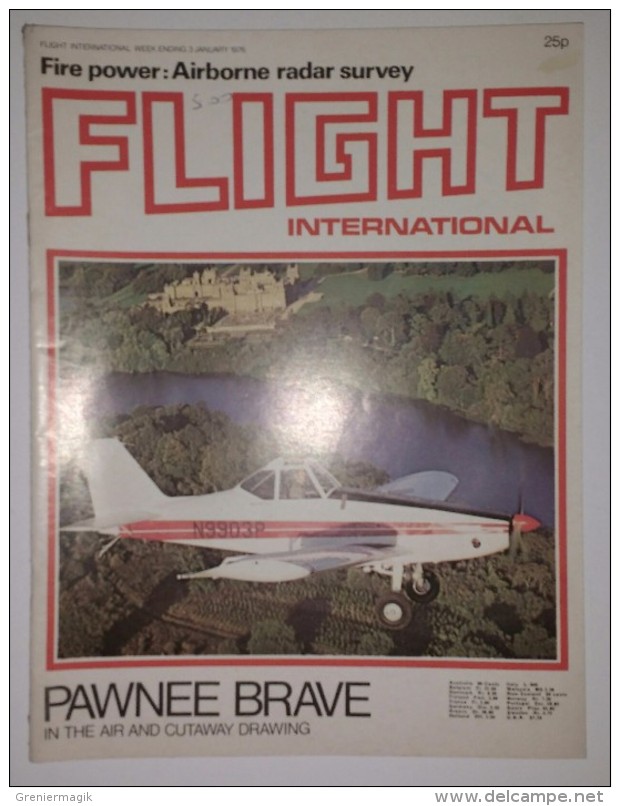 Revue Aéronautique Flight International N° 3486 Du 03/01/1976 - Pawnee Brave In The Air And Cutaway Drawing - Transports