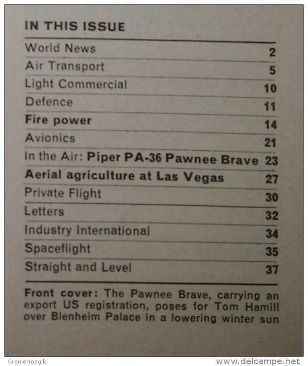 Revue Aéronautique Flight International N° 3486 Du 03/01/1976 - Pawnee Brave In The Air And Cutaway Drawing - Verkehr