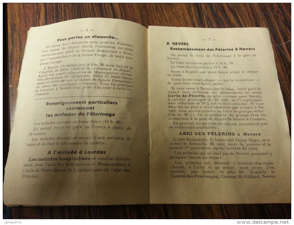 Livret-horaire ´la Nièvre à Lourdes 1956´ (Nevers...) 43e Pélérinage - Programs