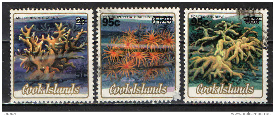 COOK ISLANDS - 1987 - CORALLI - CON SOVRASTAMPA - OVERPRINTED - USATI - Cook