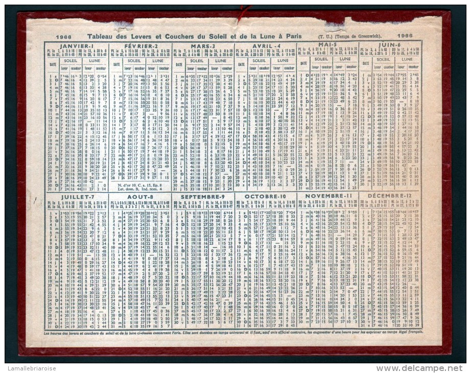 CALENDRIER GRAND FORMAT, 1966, ILLUSTRATION: BORMES LES MIMOSAS, VAR, SCANS RECTO ET VERSO - Big : 1961-70